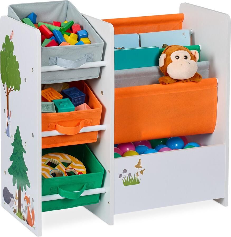 Relaxdays kinderkast speelgoedkast kinderkamer kast boekenkast kinderen wit hout