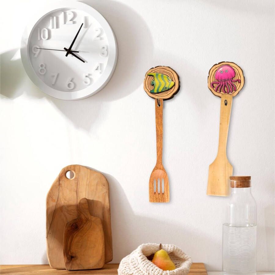 Kinderkledinghaken Set van 6 stuks Zelfklevende garderobehaken in dierenvormen Wandhaken voor kinderen Handdoekhaken voor kleding NEUSID Sjaal en hoed haken