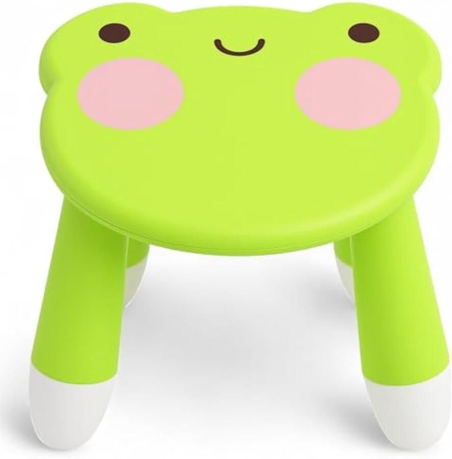 Kinderkruk met dierenmotief antislip poef van polypropyleen 23 x 22 x 23 cm lichtgewicht stabiel en ideaal voor kinderkamers (kikker)