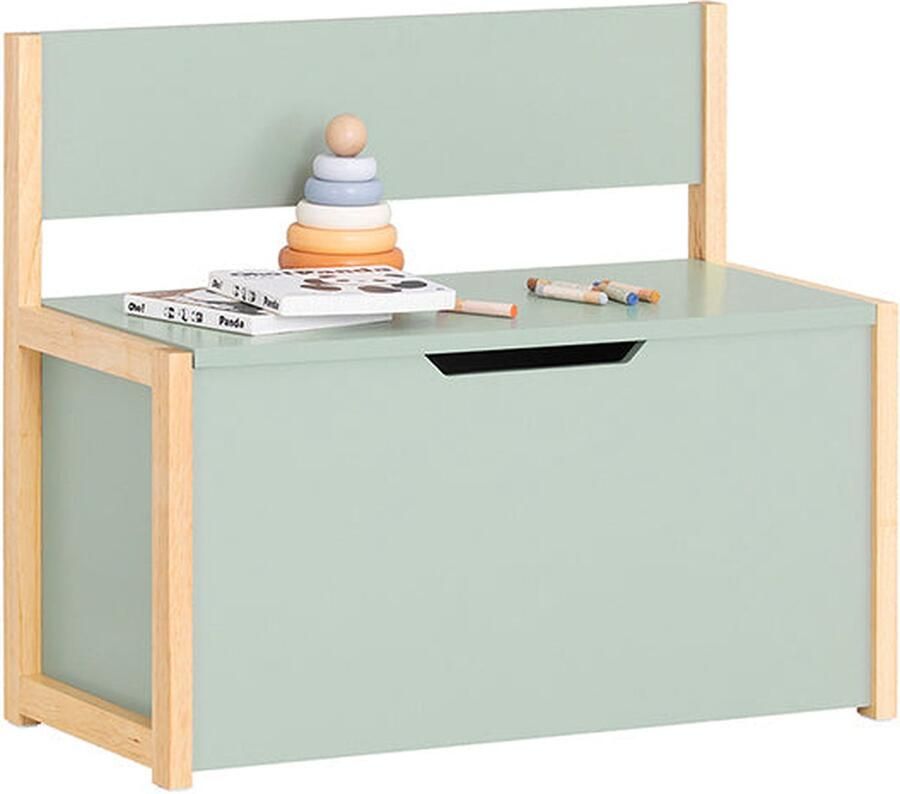 Rootz Living Rootz Kinderopbergbank Speelgoedkist Speelkamerorganizer 87kg Laadvermogen MDF & Rubberhout 64x55x30cm Zithoogte 33cm