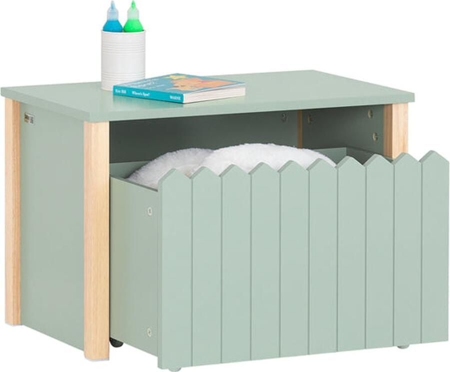 Rootz Living Rootz Kinderopberger Speelgoedkist Organizer Box Verborgen Opbergers & Wielen MDF en Rubberwood 60x34x41cm