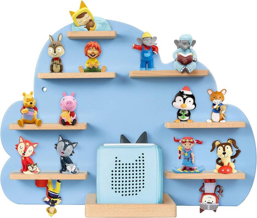 Kinderplank compatibel met Toniebox en geschikt voor meer dan 30 Tonies-figuren wandplank voor de muziekdoos om te spelen en te verzamelen voor kinderen babykamer blauw