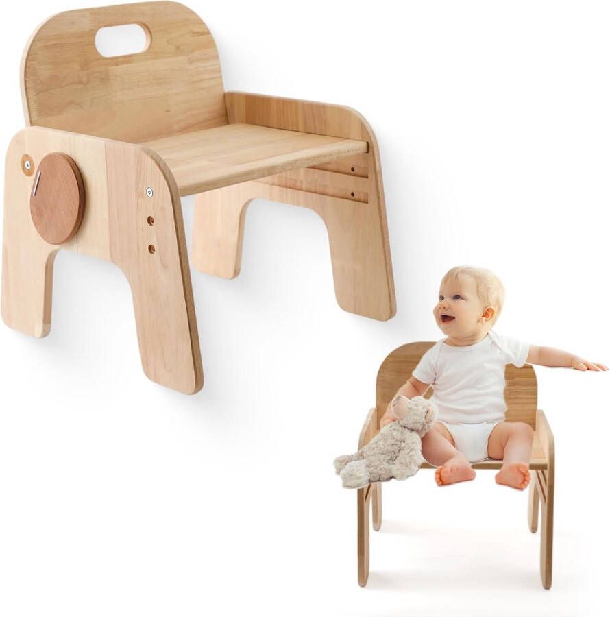 Promise Babe Children's Chair 1 2 3 Years Wooden Step Stool Small Children Bench with Backrest Low Small Wooden Learning Chair Baby Chair Kids Chair Height 3 Height Adjustable Shoe Bench Baby Boy