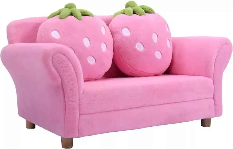 Kinderstoel fauteuil bank kinderbank babystoel kinderbank kindermeubilair 90x54 8x48cm koraal fluweel met 2 kussens (roze)