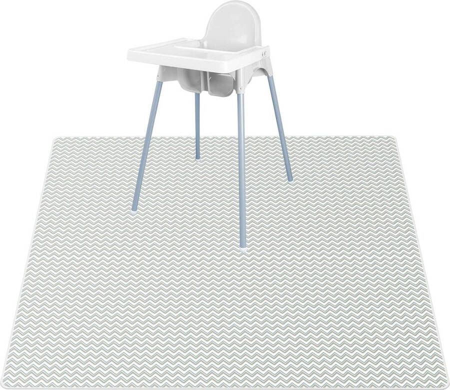 Kinderstoel vloermat 135 x 135 cm hoge stoel spatbeschermingsmat met golfpatroon wasbaar opvouwbaar waterdicht morsmat babyspeelmat voor kinderen baby's peuters voeding