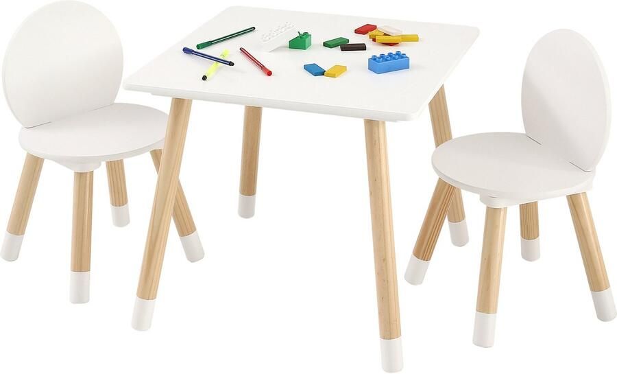 Kindertafel- En 2-Stoelen-Set Kleutertafel- En Stoelset Multifunctionele Kindertafel voor Kunst Knutselen Lezen Leren En Spelen