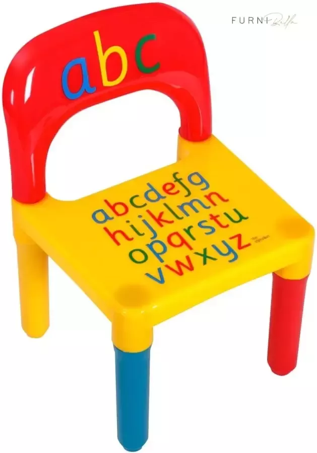 Kindertafel en 2 Stoeltjes Set Alfabetische Letter tafel Meubels voor Kleuters Lichtgewicht Kleurrijk Uiterlijk Leer de Letters terwijl je