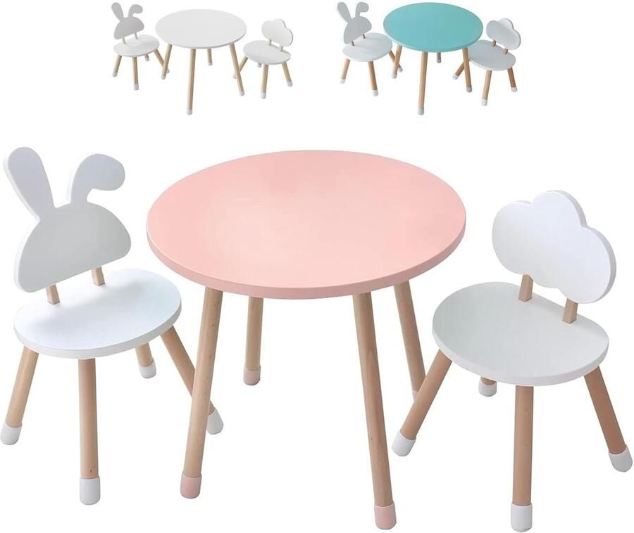 Kindertafel en -stoel set uniek ontwerp geschikt voor kinderen dennenhout