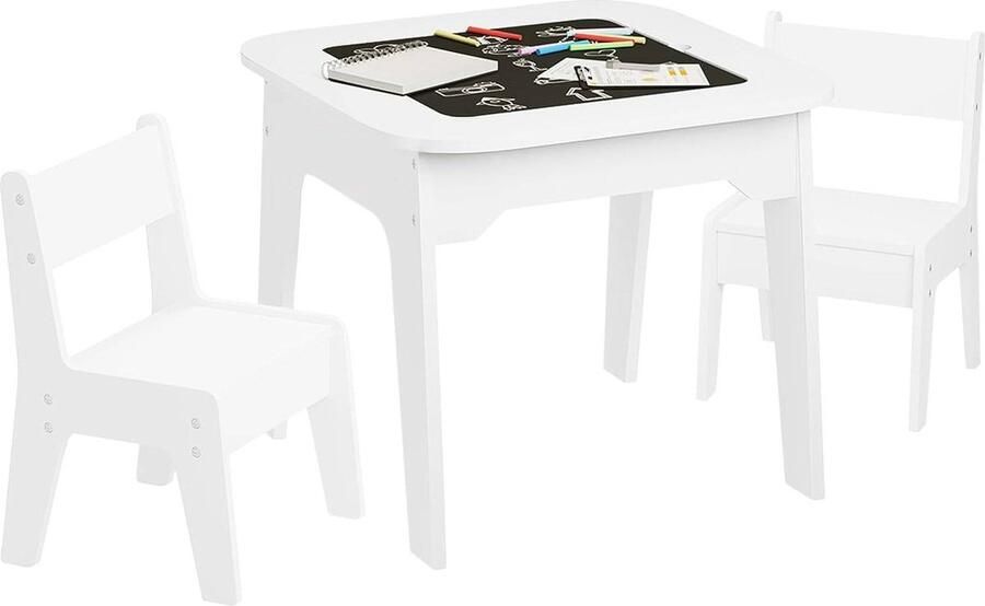 Rootz Living Rootz Kindertafel en stoelenset Activiteitenbureau Kinderstudeertafel Ingebouwde opbergruimte Multifunctioneel tafelblad Veilig en ergonomisch Duurzame constructie Tafel: B60 x H49 x D60 cm; Stoel: B31 x H45 x D29 cm