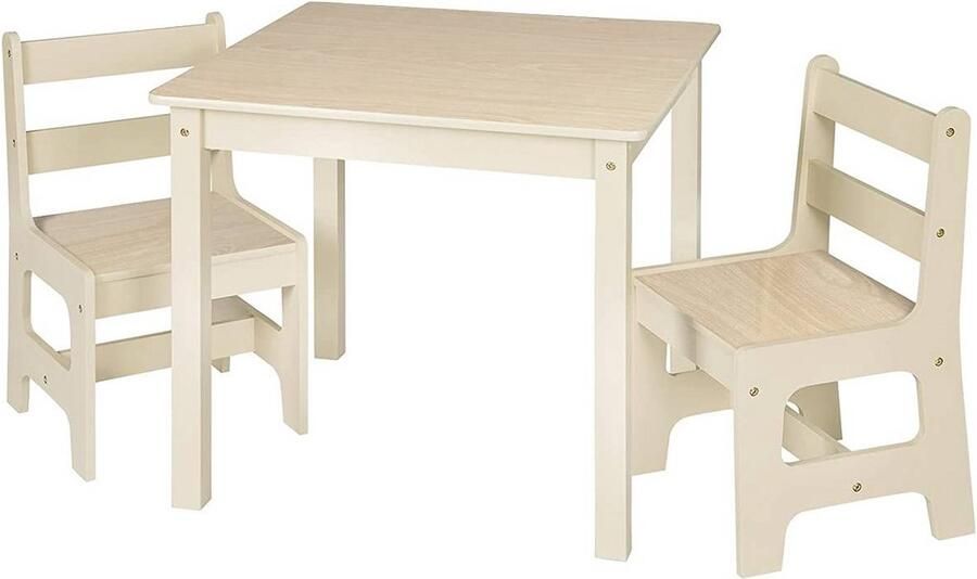 Rootz Living Rootz Kindertafel en stoelenset Kinderactiviteitenmeubilair Speel- en studeerset Duurzaam MDF van klasse E1 Ruimtebesparend Gemakkelijk schoon te maken Tafel: 60x60x55 cm Stoel: 30x30x55 cm