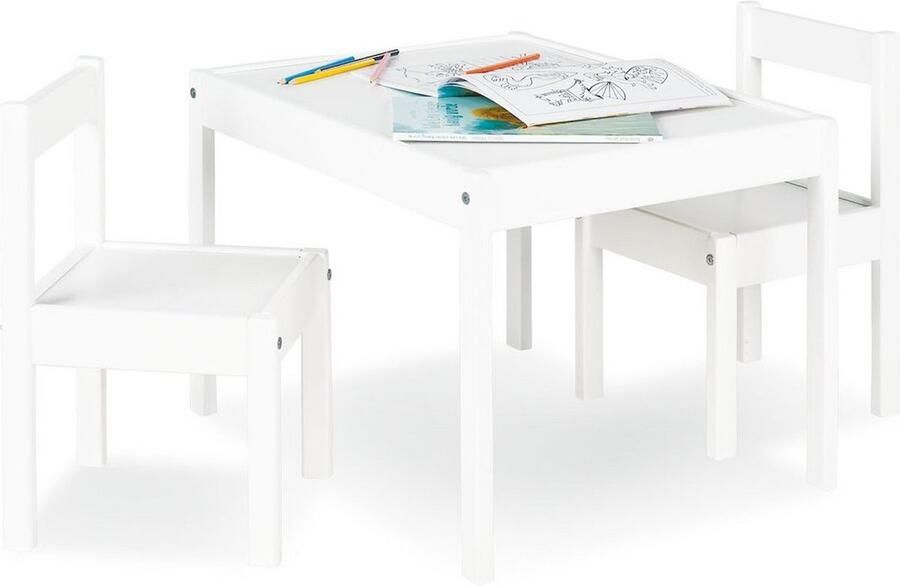 Rootz Living Rootz Kindertafel en Stoelenset Sina Kindermeubels Houten Set Duurzaam & Stijlvol Tafel 64x50x46cm Stoel 28x30x51cm