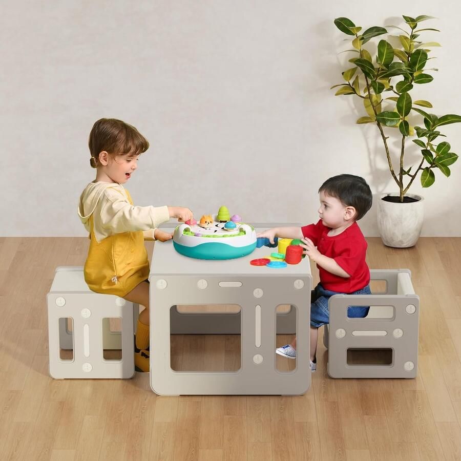 Kindertafel en Stoelset Veilig en Multifunctioneel Set van 1 tafel en 2 stoelen HDPE