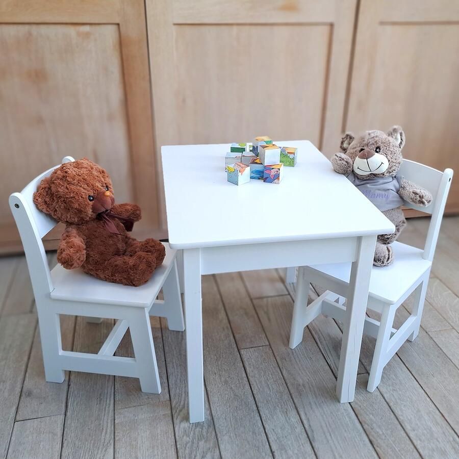 Kinderbank speelbank met tafel Witte Zitgroep voor Kinderen Speeltafel en Kindermeubel voor Speelhoek en Kinderkamer - Foto 2