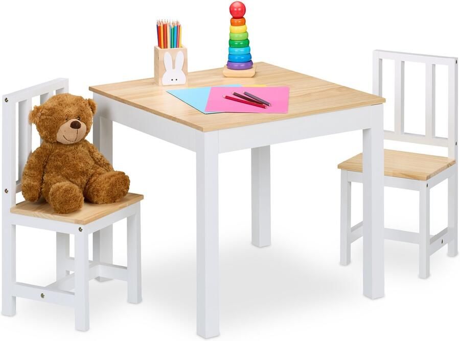 Kindertafel met 2 stoeltjes zithoogte: 27 cm tot 40 kg