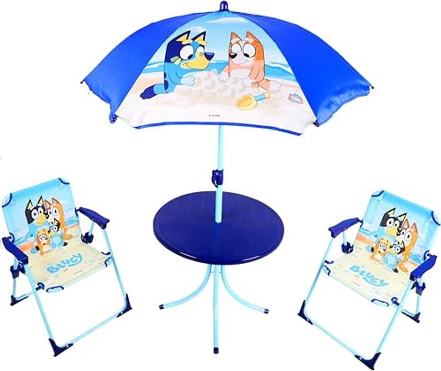 Kindertafel met Stoelen en Parasol Buiten- en Binnenmeubilair voor Kinderen