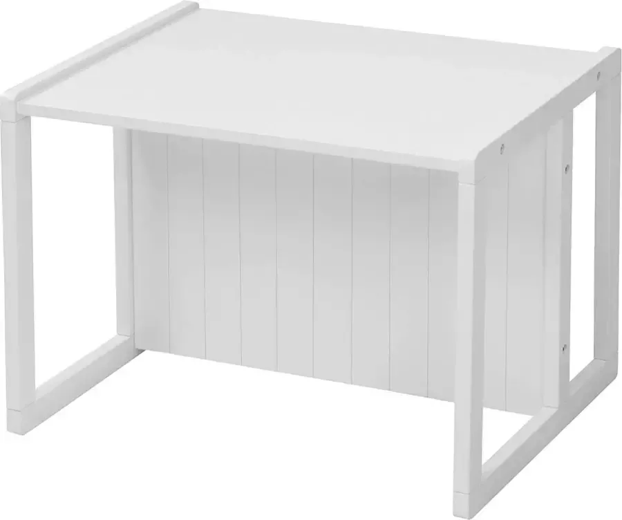 Bank in landelijke stijl voor kinderen omkeerbaar bankje met 2 zithoogtes kan als kindertafel worden gebruikt wit hout