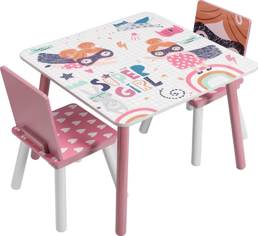 Bolt Edge Kindertafel Roze Met 2 Stoeltjes Kinderbureau Speeltafel