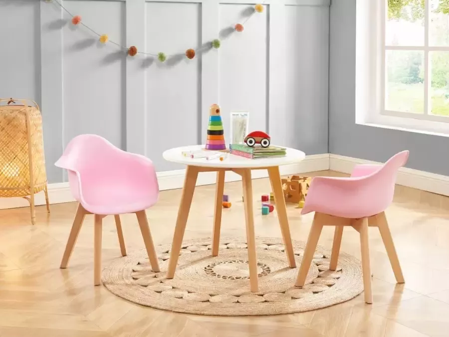 Vente-unique Kindertafel van mdf en beuken Wit en naturel LOULOUNE L 60 cm x H 51 cm x D 60 cm - Foto 2