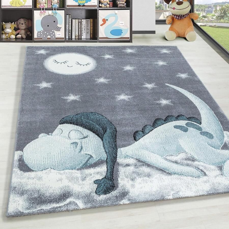 Kindertapijt Dino Design Laagpolig 140x200 cm Zacht en Modern voor Kinderkamers