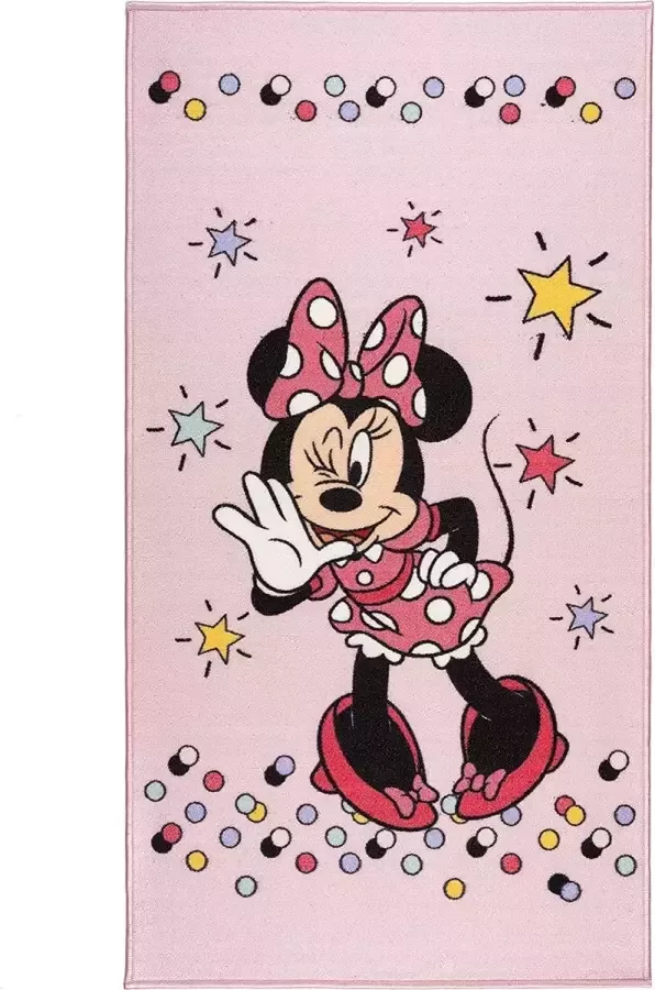 Kindertapijt officieel gelicentieerd kinder speeltapijt voor kinderkamer speelkamer antislip en wasmachinebestendige speelmat voor kinderen Minnie Mouse-tapijt 80 x 120 cm