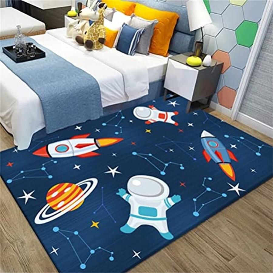 Kindertapijt Planeet en Astronaut Antislip en Wasbaar