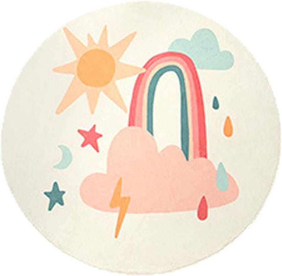 Kindertapijt rond wasbaar voor babykamer peuterkamer woonkamer slaapkamer vloerkleed groot kindertapijt ronde tapijten pluizige mat kinderbeschermingsmatten kindermat 120 cm