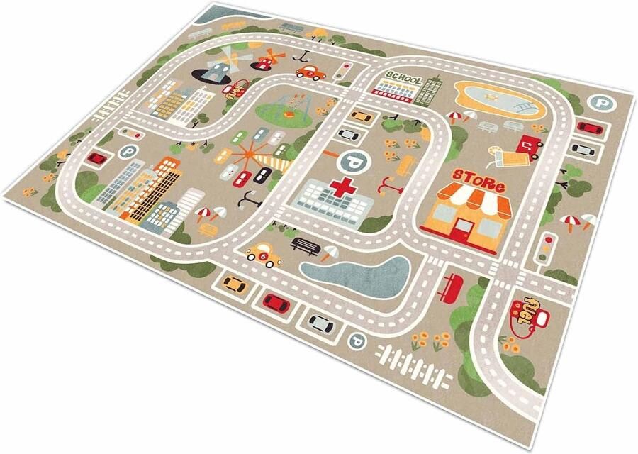 Kindertapijt Speeltapijt Dierenuniversum zacht en speels 1 stuk blauw groen grijs 80×120 cm