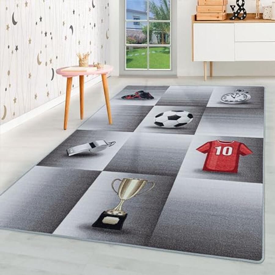Kindertapijt Voetbal Design voor Kinderkamer Zacht en Wasbaar 160x230 cm