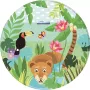 Kindertapijten.be Jungle Kindertapijt Rond 130cm diameter Ultrazacht Anti-slip Wasbaar Tapijt Kinderkamer Tapijt Kinderen Kindervloerkleed Kindermat Mat Vloerkleed Kinderkamer Speelmat Speeltapijt Speelkleed Dieren - Thumbnail 1