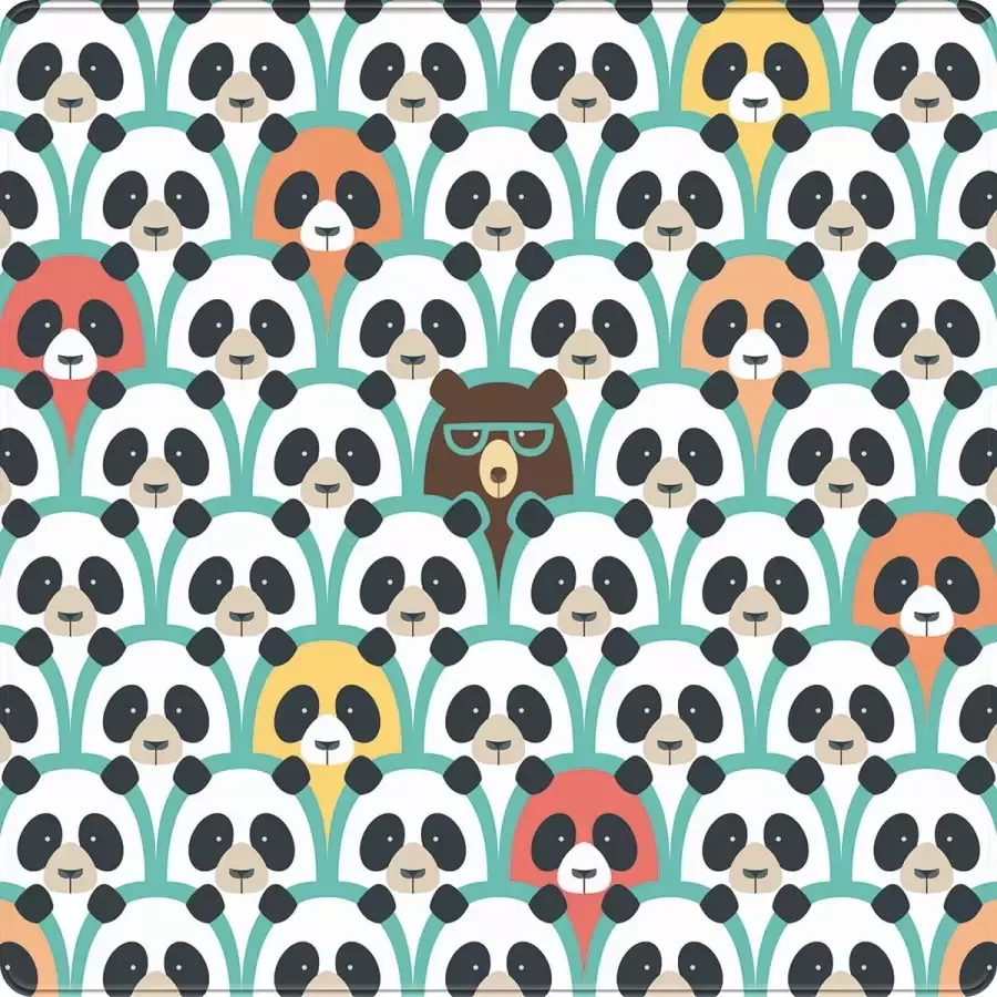 Kindertapijten.be Panda's Kindertapijt 130x130cm Ultrazacht Anti-slip Wasbaar Tapijt Kinderkamer Tapijt Kinderen Mat Kinderkamer Kindermat Vloerkleed Kinderkamer Speelmat Speeltapijt Speelkleed Baby Peuter Dieren Tapijt