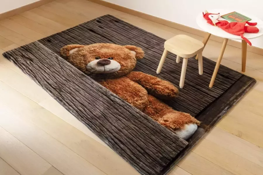 Kindertapijten.be Teddybeer Kindertapijt 110x170cm Ultrazacht Anti-slip Wasbaar