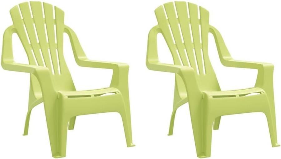 Kindertuinstoelen 2 st Hout-look Lounge Stoelen voor Buiten Groen Polypropyleen Camping- en Terrasstoelen