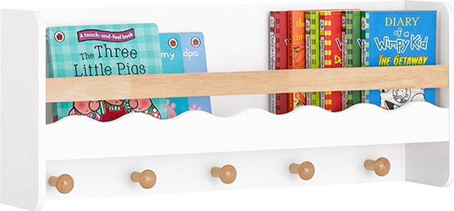 Rootz Living Rootz Kinderwandkapstok met opbergruimte Boekenplank Wandplank Ruimtebesparend ontwerp Krasbescherming Eenvoudige montage 79 cm x 36 cm x 8 cm