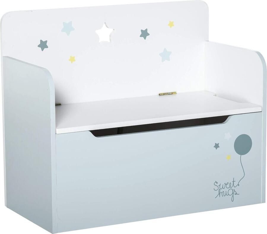 Kinderzitbank met opbergruimte 2-in-1 kistbank voor speelgoed en boeken (lichtblauw)