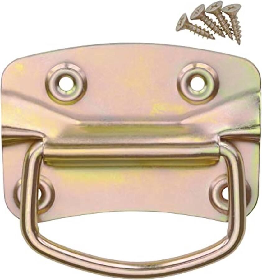 Kistgrepen van staal 100 x 70 mm geel verzinkt Inklapbare handgrepen voor meubels en kisten