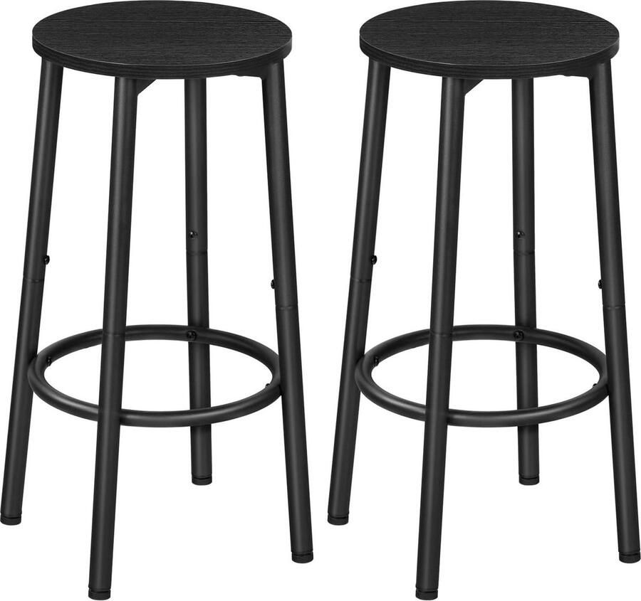 Kitchen Bar Stool with Footrest Stable Metal Frame Adjustable Legs Black