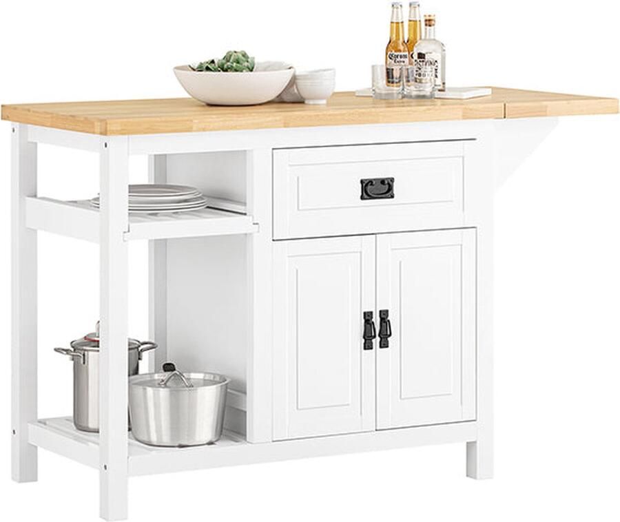 Rootz Living Rootz Kitchen Island Dressoir Bartafel Uitbreidbaar ontwerp Verstelbare opbergruimte Eenvoudige montage 110-145 cm x 95 cm x 60 cm