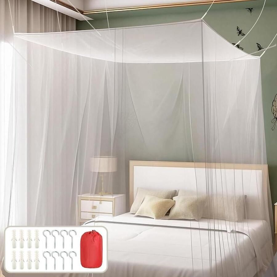 Klamboe 200 x 220 x 200 cm- bed muggennet- reizen- rechthoekig- balkon- fijnmazig- duurzaam- thuis- camping