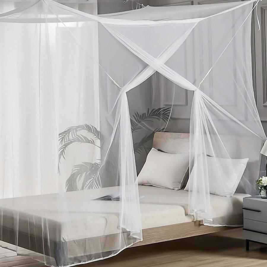 Klamboe 220 x 220 x 200 cm muggennet baldakijn reizen muggenbescherming bed thuis camping eenpersoonsbed tweepersoonsbed