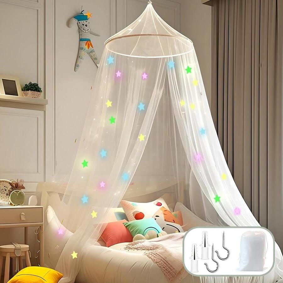 Klamboe bed 60 x 250 x 1100 cm muggennet buiten met fluorescerende sterren eenpersoonsbed tweepersoonsbed reizen binnen insectenbestendig