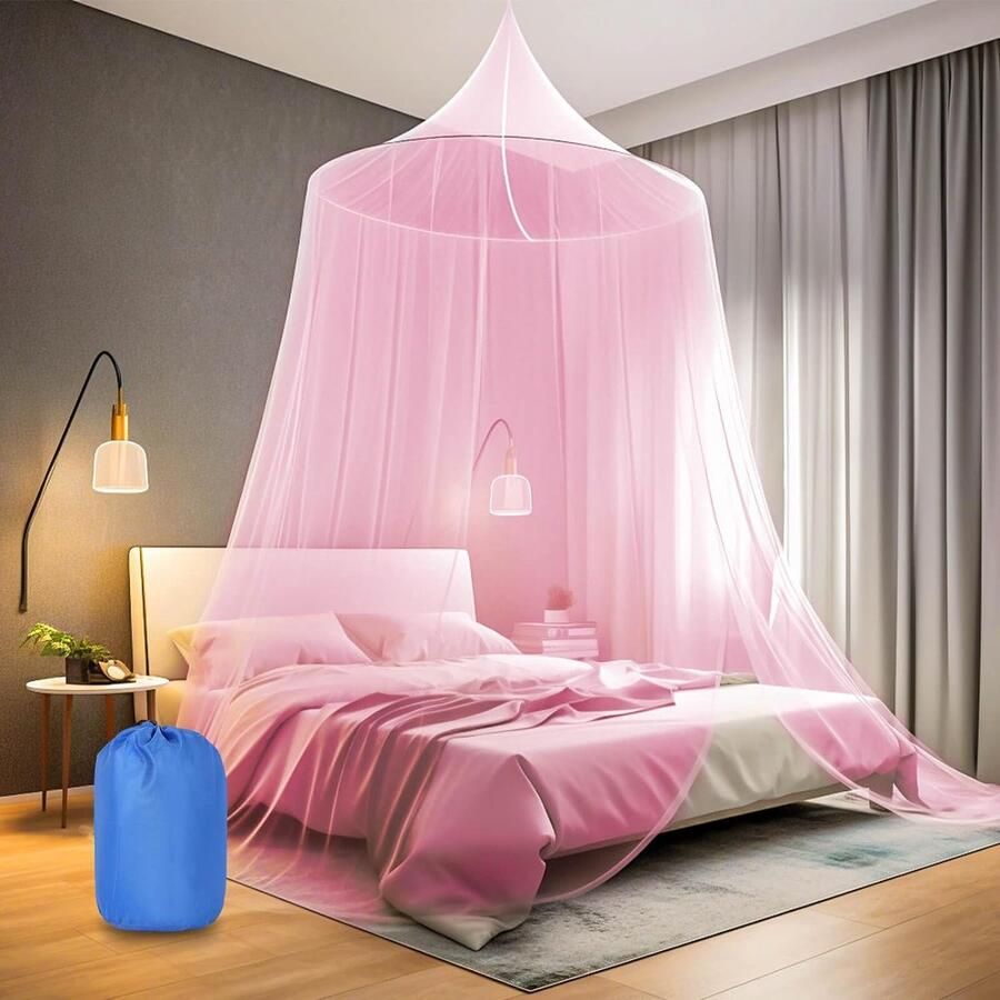 Klamboe Bed voor Tweepersoonsbed Eenpersoonsbed Groot Klamboe Reisbed Luifel Klamboe Fijnmazig Als Muggenbescherming Vliegennet Klamboes voor Thuis Binnen Buiten Roze Kleur