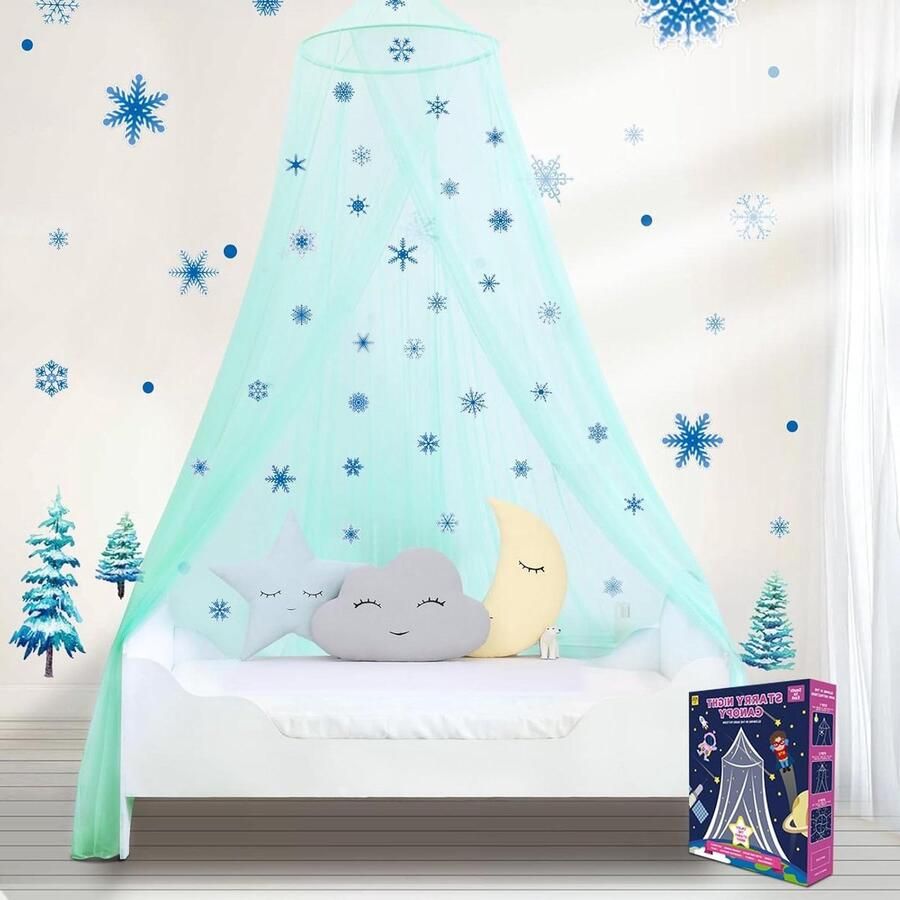 Klamboe Bedluifel met sterrenverlichting voor meisjes twin- en tweepersoonsbed 100% polyester ideale luifel voor babywieg kinderbed en matras eenvoudige montage voor buiten en binnen