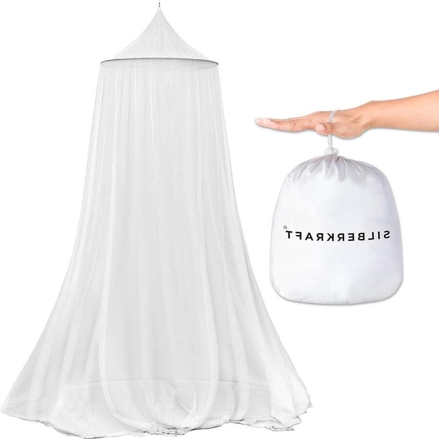 Klamboe eenpersoonsbed met zilveren kleur opening met ritssluiting muggenbescherming voor thuis en op reis met draagtas