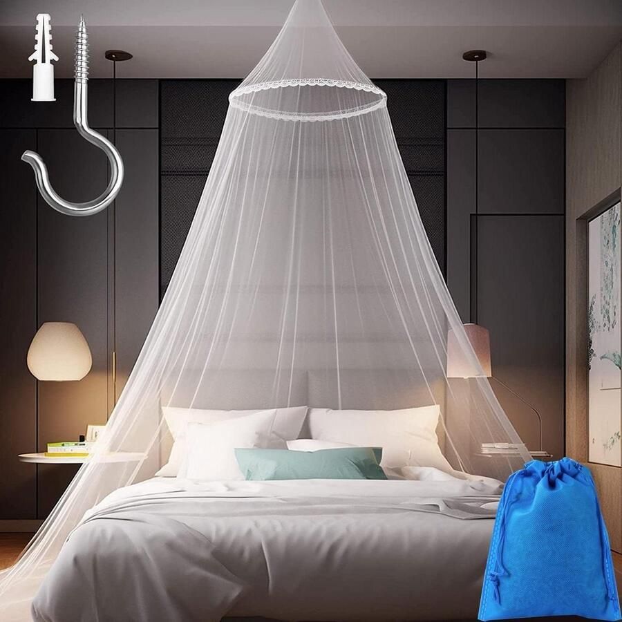 Klamboe Groot muggennet voor tweepersoonsbed fijnmazig muggennet reisbedhemel vliegennet muggenbescherming voor op reis thuis outdoor