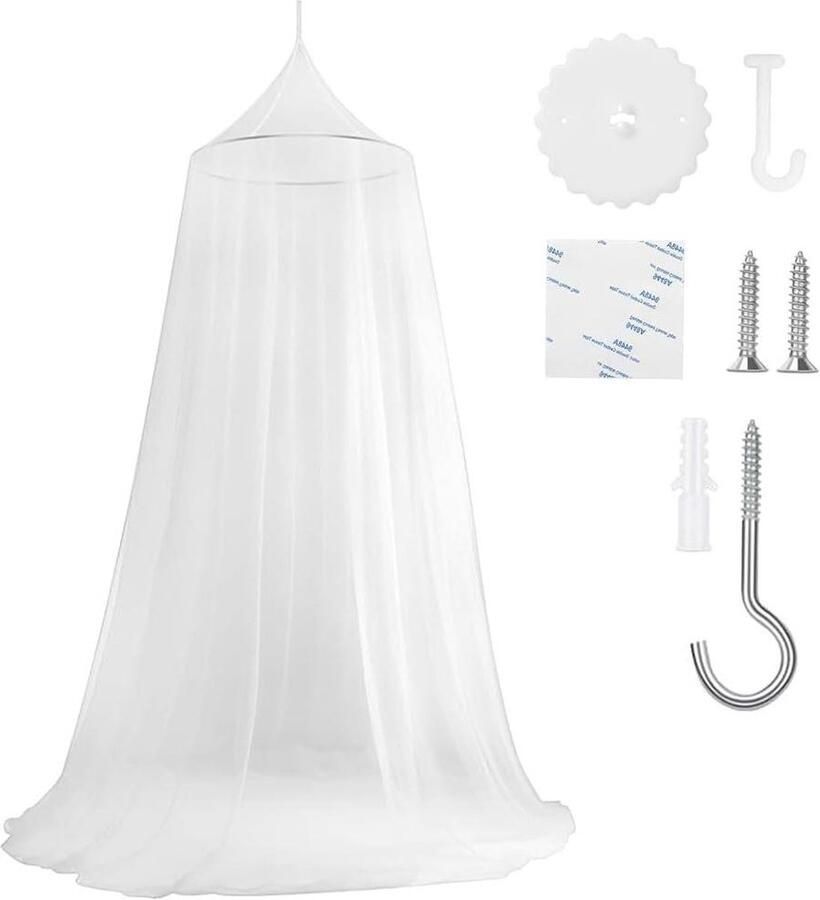 Klamboe hangend voor tweepersoonsbed muggennet vliegennet 60 x 250 x 1200 cm grote bedhemel thuis op reis buiten