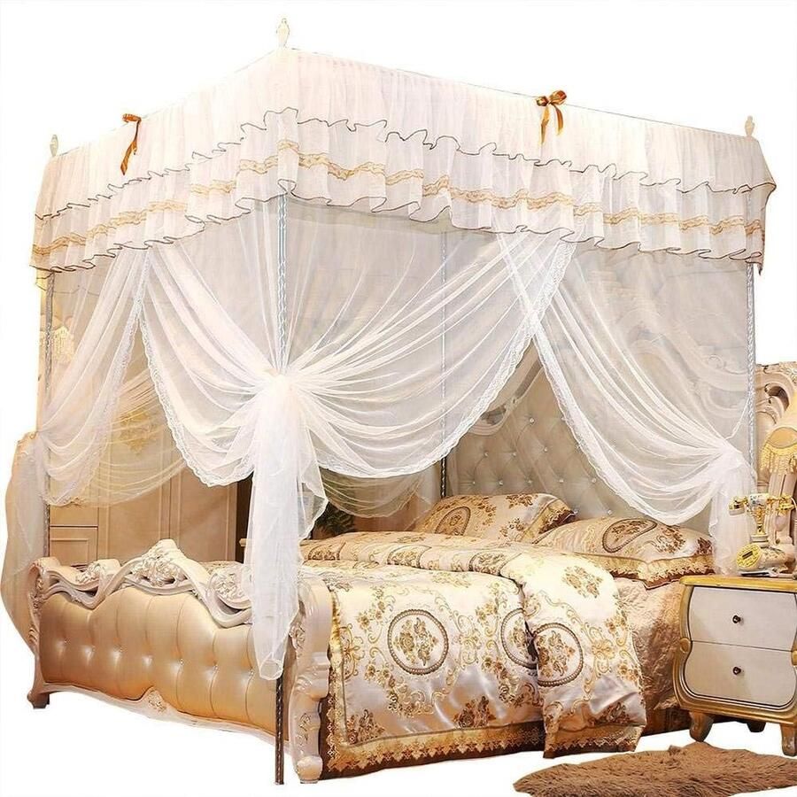 Klamboe Grote Luxe Kant 3 Deur Tweepersoonsbed Gemakkelijk te Installeren 180x200x200 cm