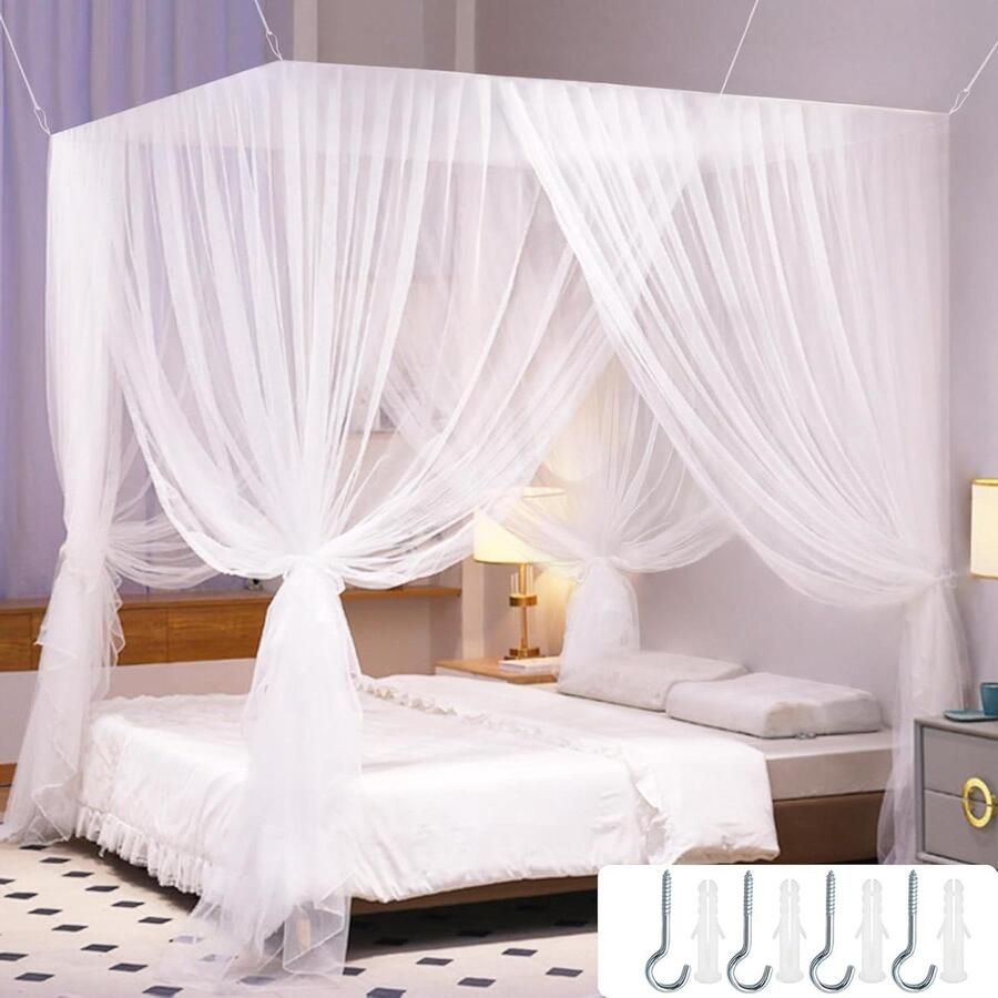 Klamboe tweepersoonsbed 190 cm x 210 cm x 240 cm muggennet voor bed thuis en camping anti-muggen net met hoge kwaliteit mesh