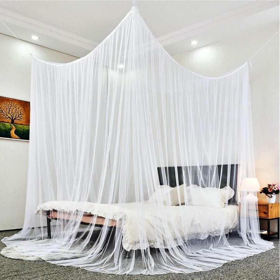 Klamboe tweepersoonsbed eenpersoonsbed 200 x 220 x 200 cm muggennet rechthoekig opvouwbaar bed-muggennet groot muggennet voor op reis fijnmazig muggenbescherming