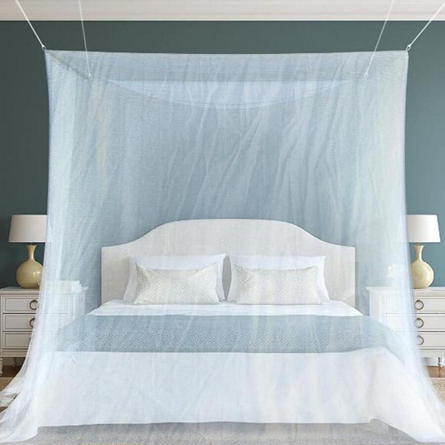 Klamboe Vliegengaas bed muggennet tweepersoonsbed 200-x-220-x-210-cm eenpersoonsbedden tweepersoonsbedden reizen thuis camping muggenbescherming wit