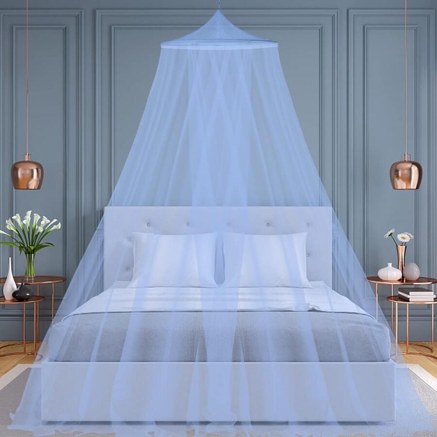 Klamboebed klamboe tweepersoonsbed reisklamboebed hangend klamboe voor kinderbed insectennetluifel voor hangmat thuisreizen camping insectenbescherming (blauw) L-XXL